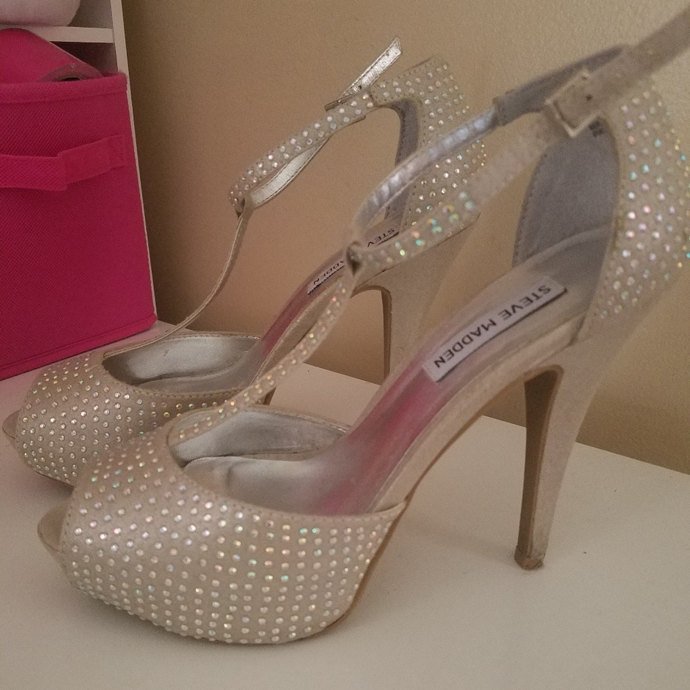 Silver Gemstone Stiletto Heels